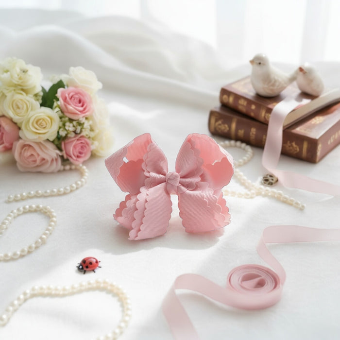 Blushing Petal Hair Bow Clip (4")