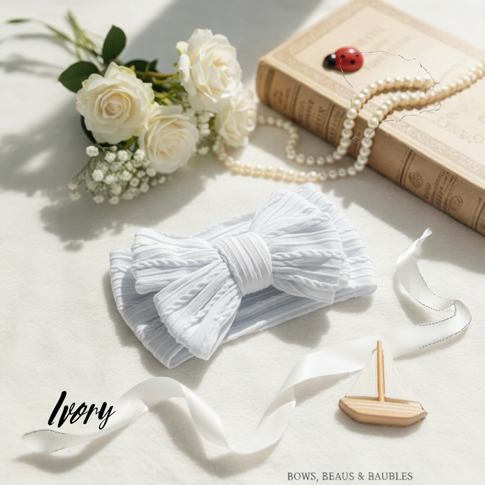 Cable Knit Bow Headband