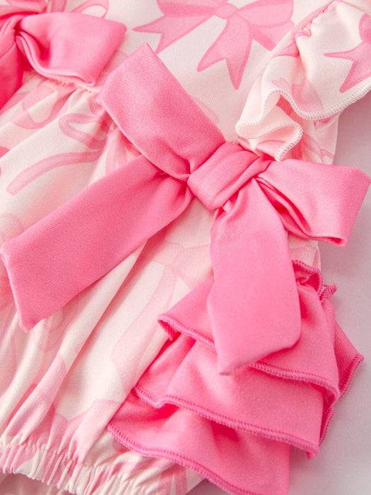Pretty in Bows Pink Girl Romper