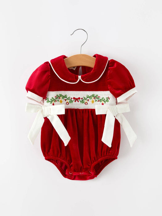 The Heirloom Noel Velvet Baby Girl Bubble Romper