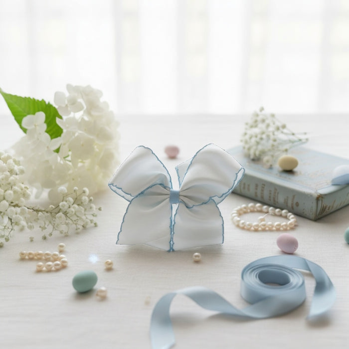 Classic Moonstitch Hair Bow Clip (5”)