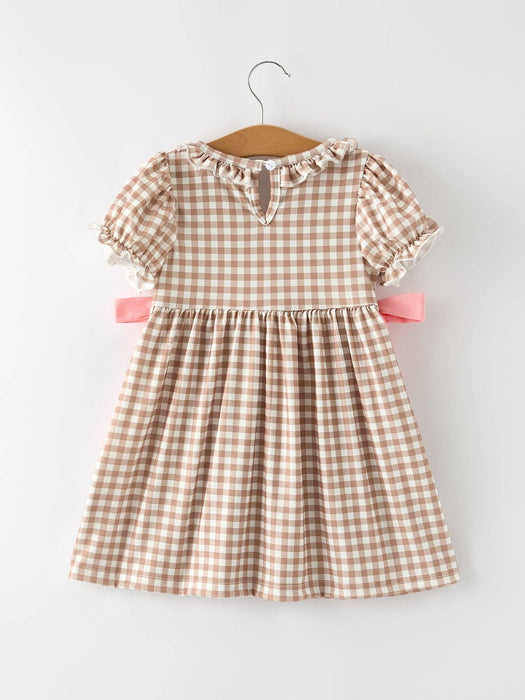 Gingerbread & Gingham Smocked Dress