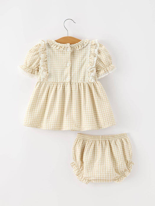 Little Goose Gingham Baby Girl Bloomer Set