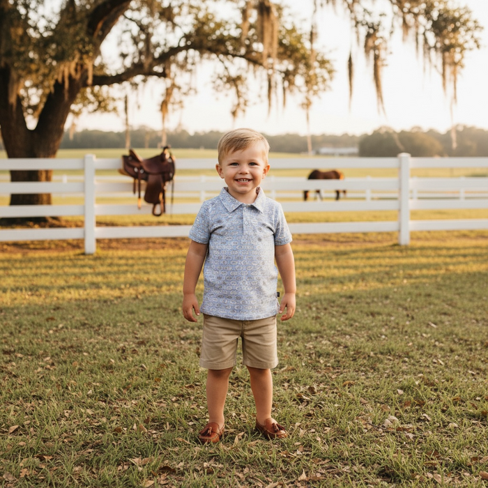 Cowpoke Print Boys Polo Shirt