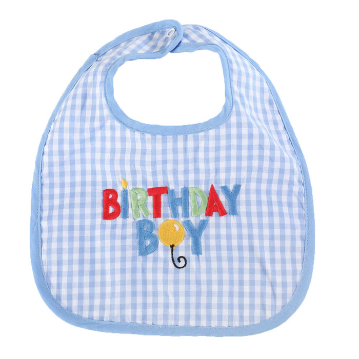 Birthday Boy Blue Gingham Bib