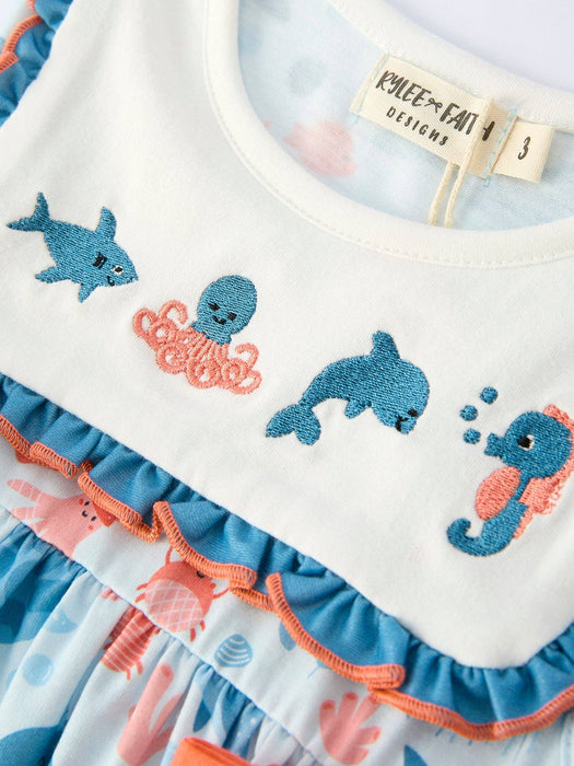 Seaside Sweetness Embroidered Girls Dress