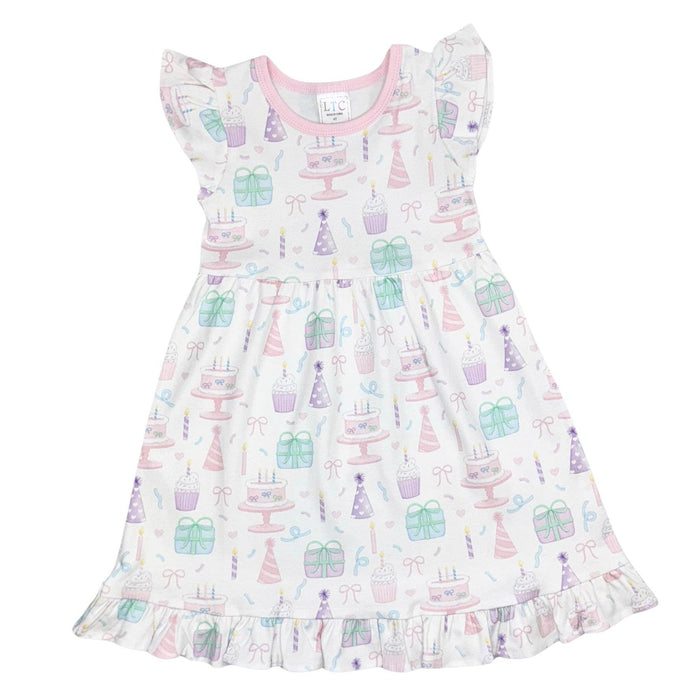Birthday Wishes Flutter Sleeve Girls Dress