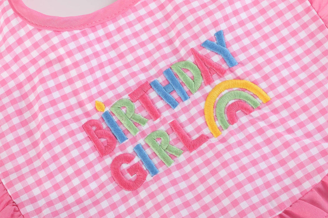 Birthday Girl Pink Gingham Bib