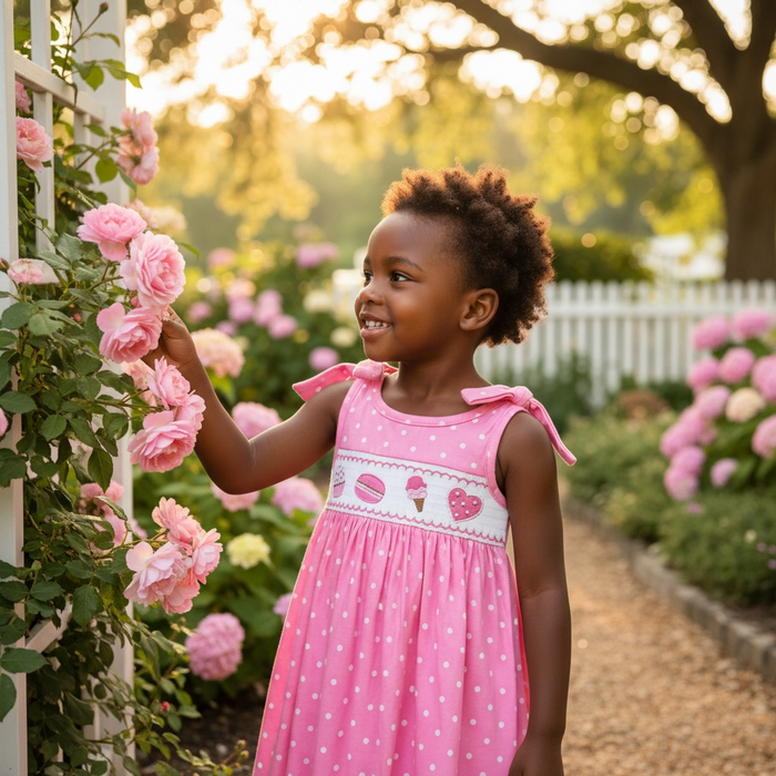 Pink Dessert Smocked Girls Dress