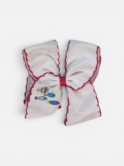 Little Fishies Moonstitch Hair Bow Clip (4.5”)