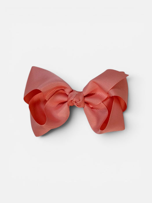 Coral Classic Grosgrain Hair Bow Clip (4”)