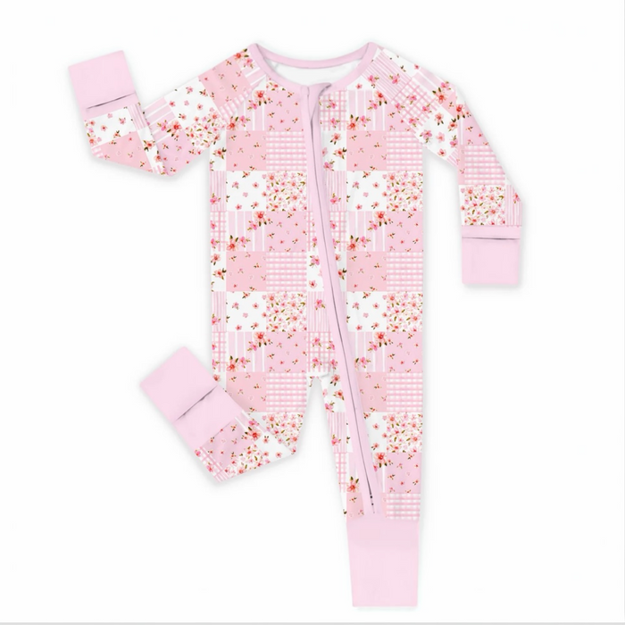 Pretty in Pink Patchwork Bamboo Baby Pajamas