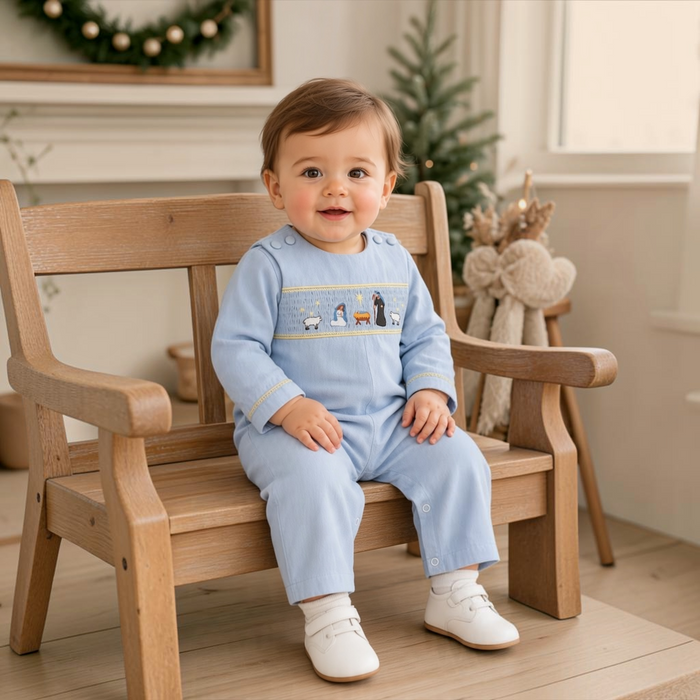 Oh Holy Night Smocked Baby Boy Longall