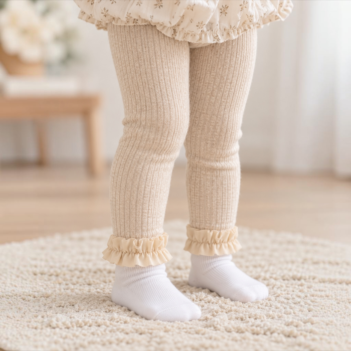 Oatmeal Heirloom Ruffle Tights