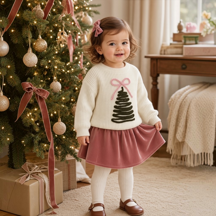 The Pink Bow Christmas Tree Knit Sweater