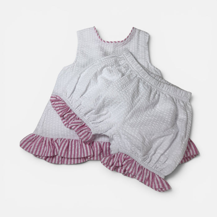 Sweet Seersucker Swing Back Bloomer Set