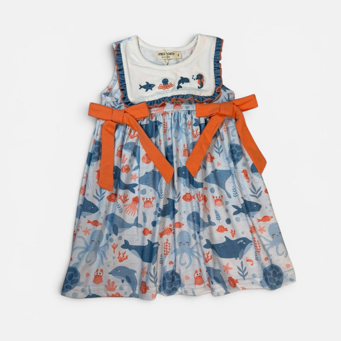 Seaside Sweetness Embroidered Girls Dress