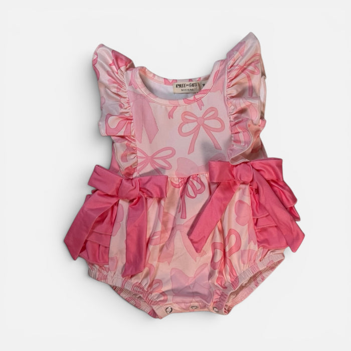Pretty in Bows Pink Girl Romper