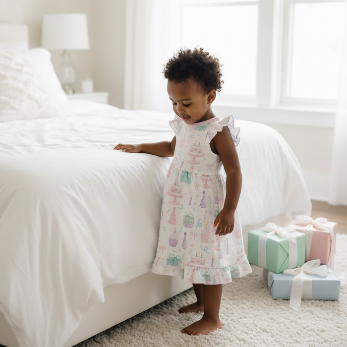 Birthday Wishes Flutter Sleeve Girls Dress