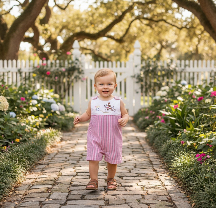 Puppy Playtime Seersucker Romper