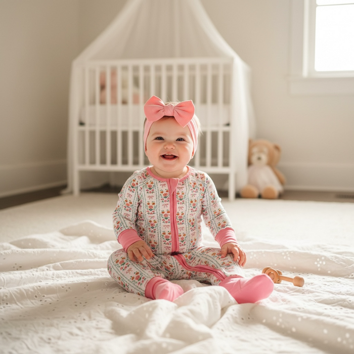 Sweet Bloom Bamboo Baby Zipper Pajamas