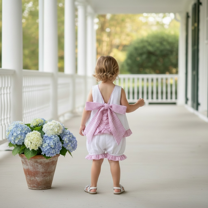 Sweet Seersucker Swing Back Bloomer Set