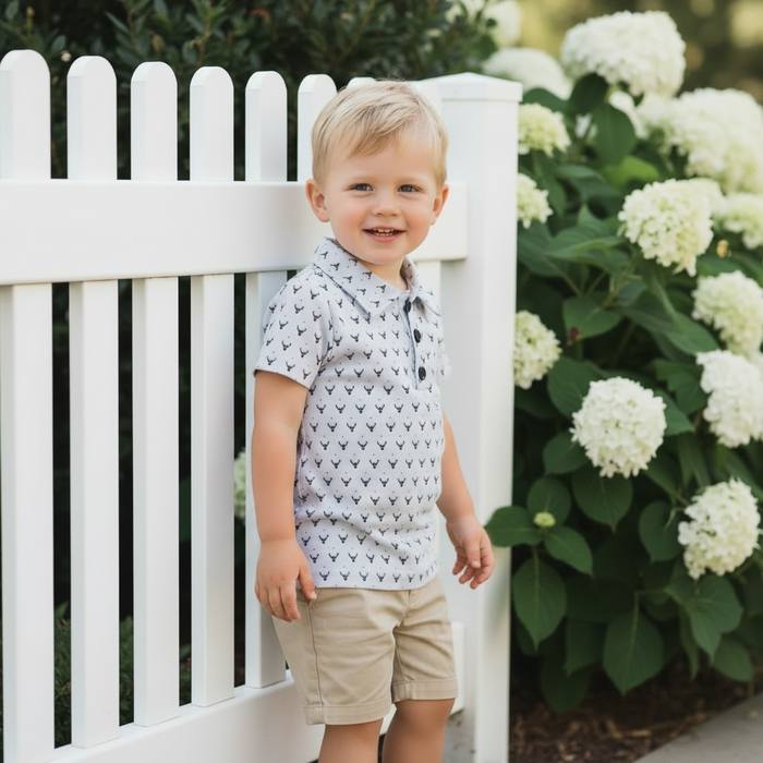 Stag Print Boys Polo Shirt