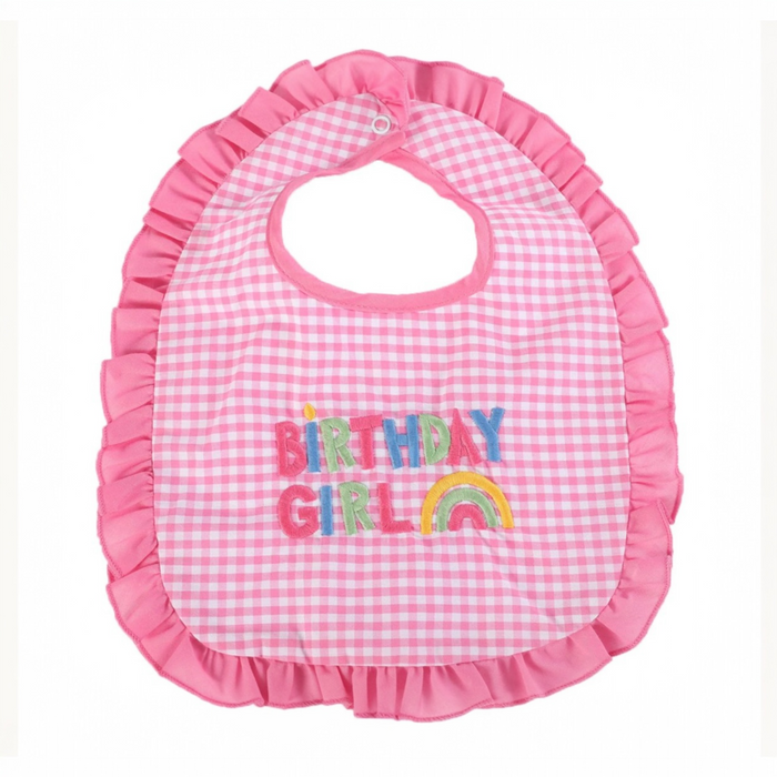 Birthday Girl Pink Gingham Bib