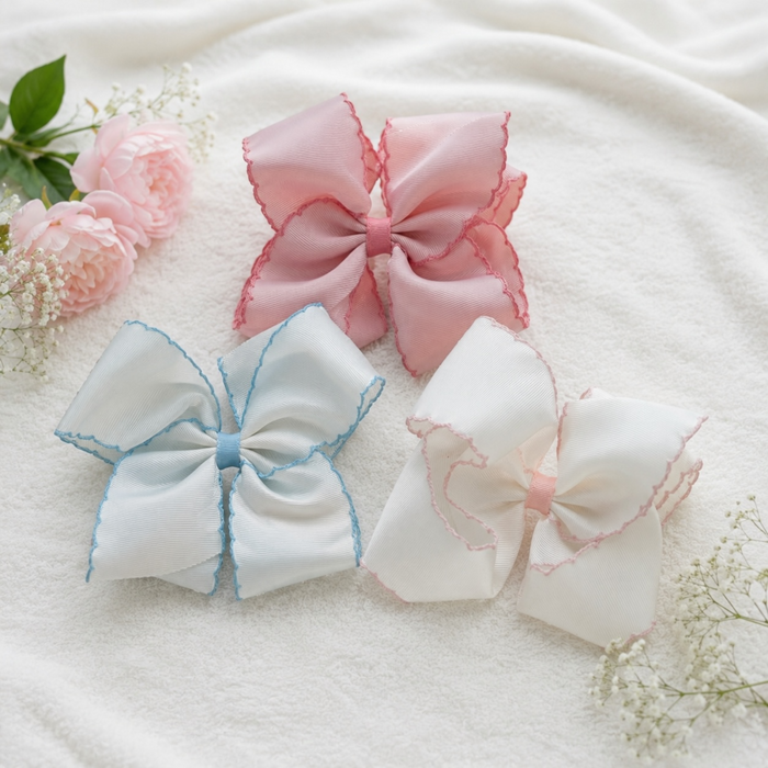 Classic Moonstitch Hair Bow Clip (5”)