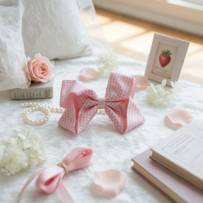 Classic Gingham Hair Bow Clip (4.5”)