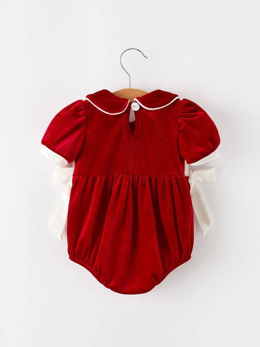 The Heirloom Noel Velvet Baby Girl Bubble Romper
