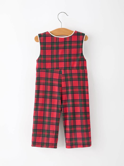 Christmas Puppy Plaid Smocked Jon Jon