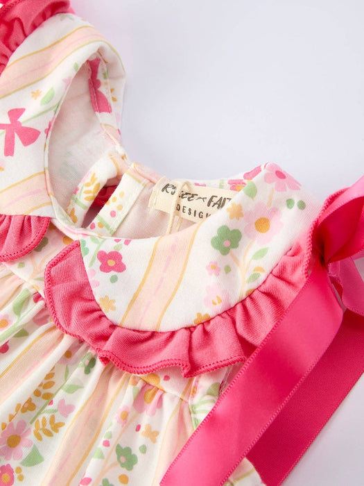 Spring Floral Bow Ruffle Bloomer Set