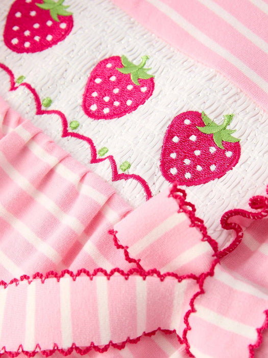 Sweet Strawberry Smocked Girl Romper